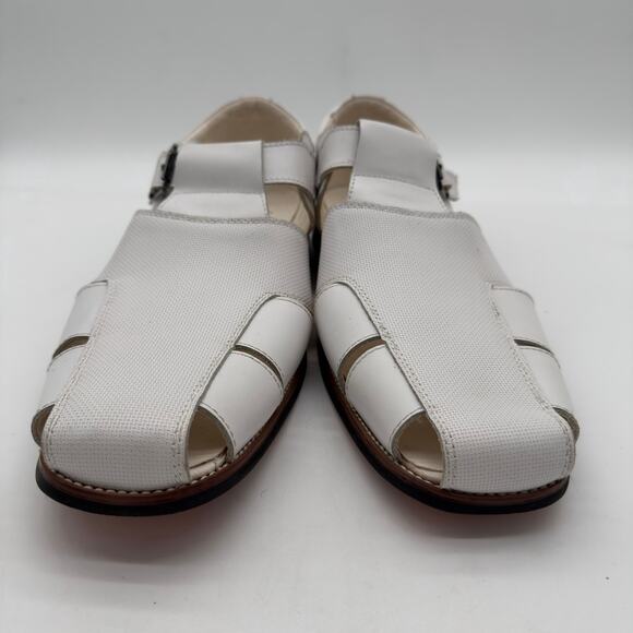 La Milano Men\'s Jonathan II Fisherman Leather Vacation White Sandals size 15 main image 4